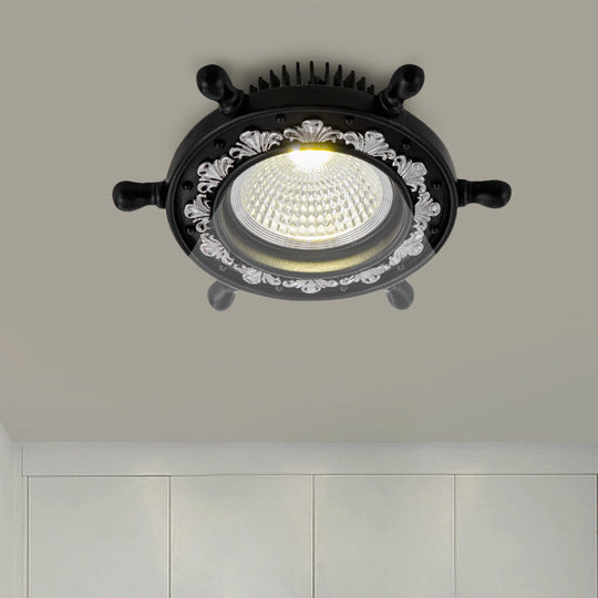 LED Rudder Ceiling Light with Resin Shade - Black/White/Blue Flush Mount Fixture