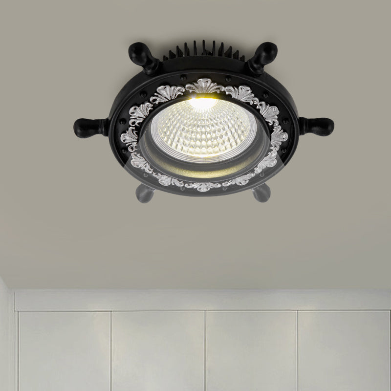 Led Rudder Ceiling Light With Resin Shade - Black/White/Blue Flush Mount Fixture