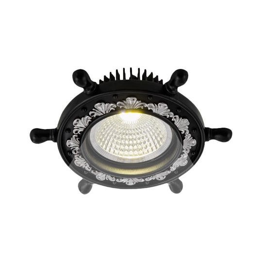 LED Rudder Ceiling Light with Resin Shade - Black/White/Blue Flush Mount Fixture