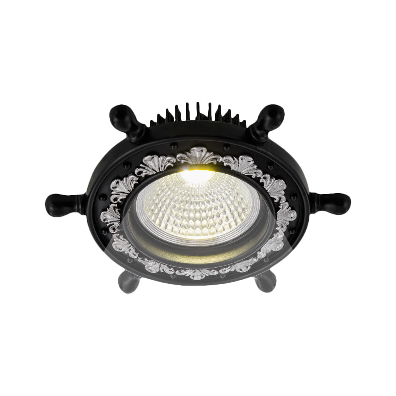 Led Rudder Ceiling Light With Resin Shade - Black/White/Blue Flush Mount Fixture