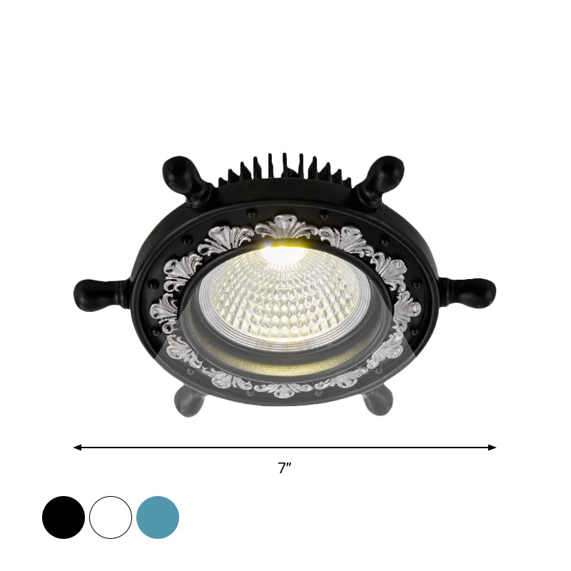 LED Rudder Ceiling Light with Resin Shade - Black/White/Blue Flush Mount Fixture