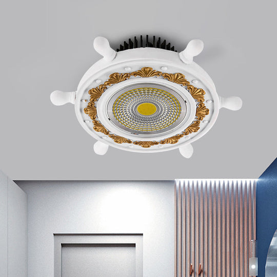 LED Rudder Ceiling Light with Resin Shade - Black/White/Blue Flush Mount Fixture