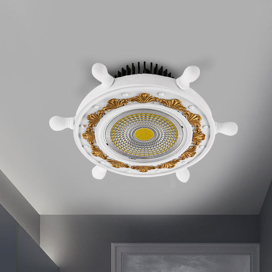 LED Rudder Ceiling Light with Resin Shade - Black/White/Blue Flush Mount Fixture