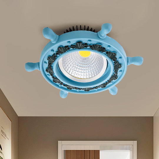 LED Rudder Ceiling Light with Resin Shade - Black/White/Blue Flush Mount Fixture