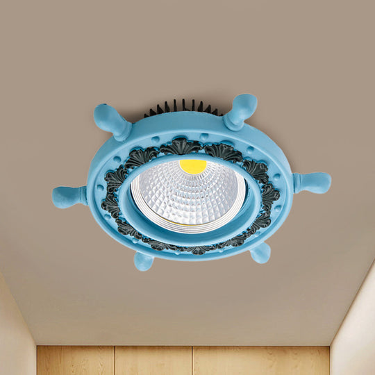 LED Rudder Ceiling Light with Resin Shade - Black/White/Blue Flush Mount Fixture