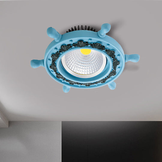 LED Rudder Ceiling Light with Resin Shade - Black/White/Blue Flush Mount Fixture