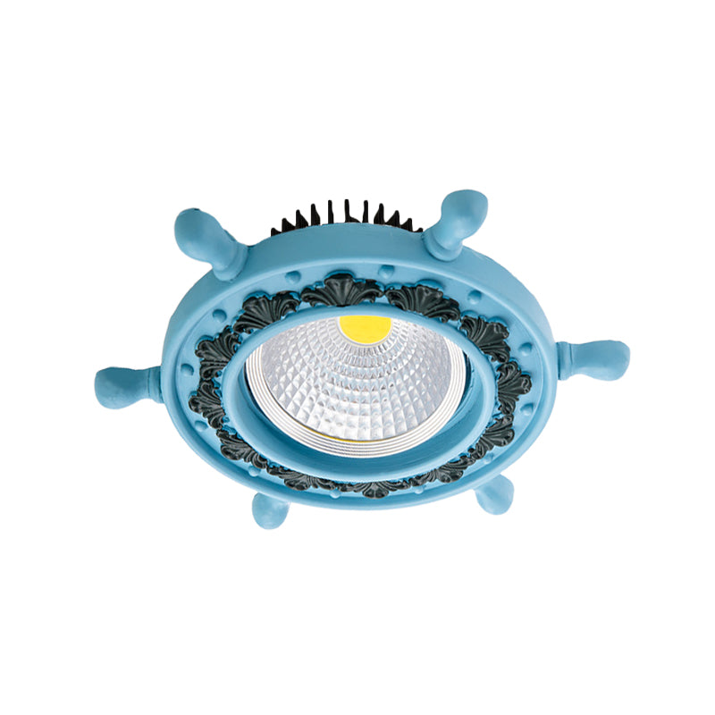 LED Rudder Ceiling Light with Resin Shade - Black/White/Blue Flush Mount Fixture