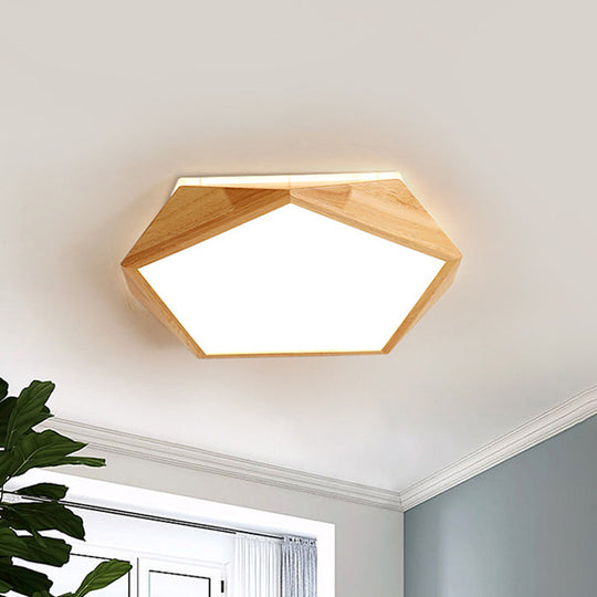 Modernist Pentagon LED Flush Mount Lamp in Beige, Warm/White Light - 16.5"/20.5" Wide, Ideal for Bedrooms