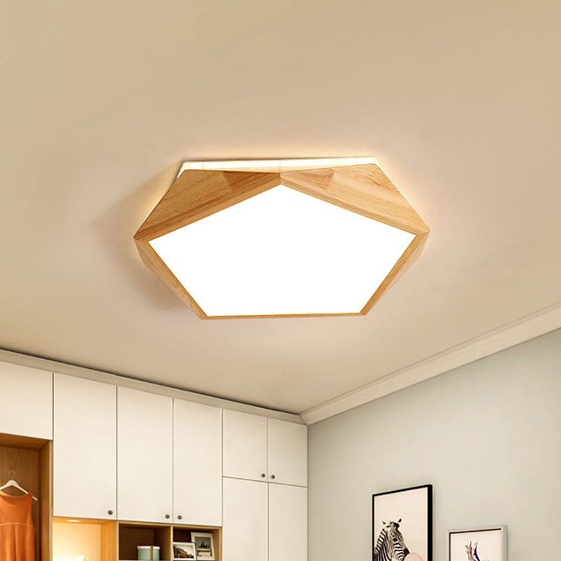 Modernist Pentagon LED Flush Mount Lamp in Beige, Warm/White Light - 16.5"/20.5" Wide, Ideal for Bedrooms