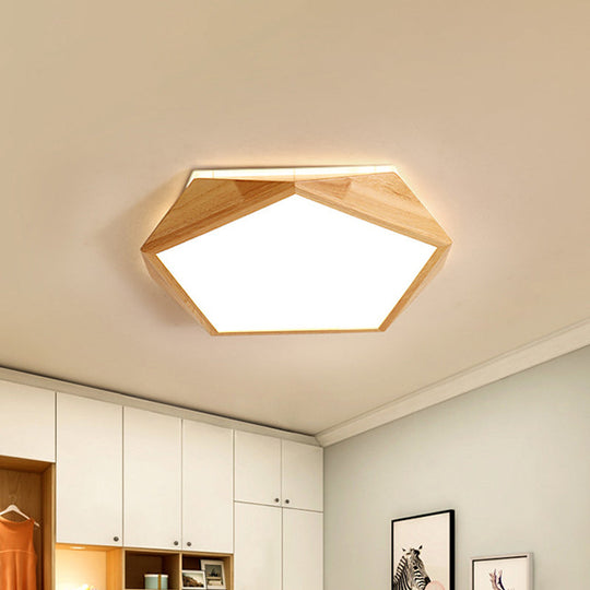 Modernist Pentagon Led Flush Mount Lamp In Beige Warm/White Light - 16.5/20.5 Wide Ideal For