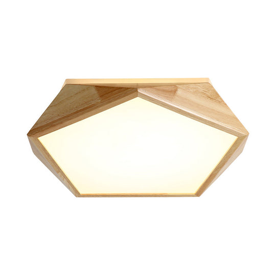 Modernist Pentagon LED Flush Mount Lamp in Beige, Warm/White Light - 16.5"/20.5" Wide, Ideal for Bedrooms