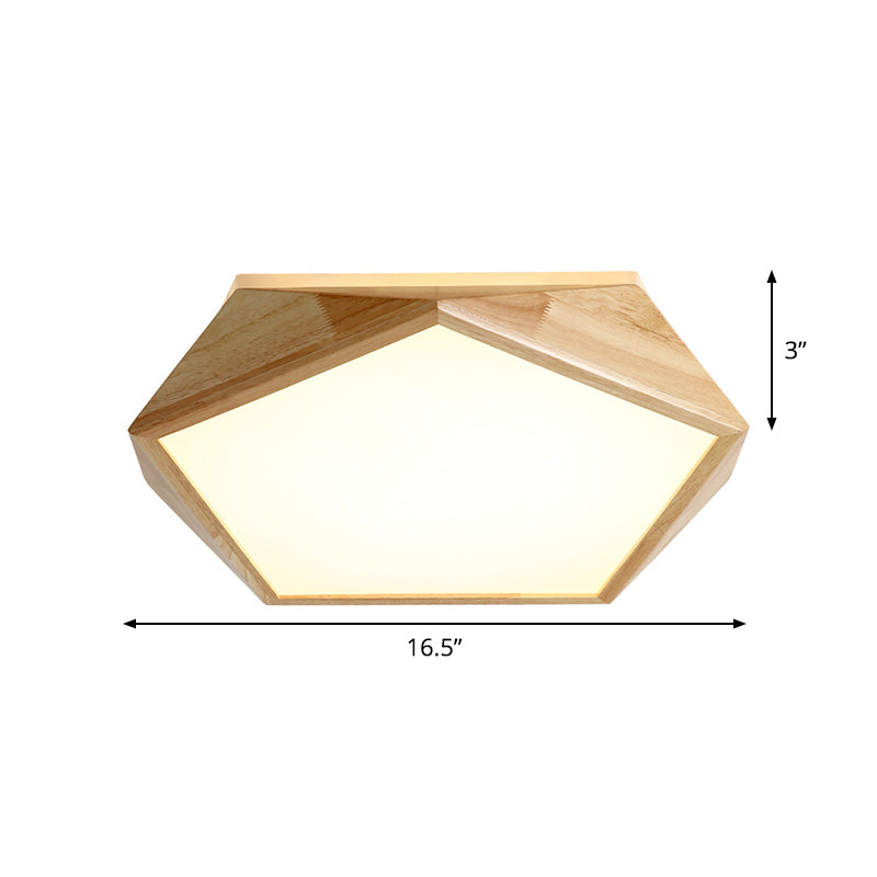 Modernist Pentagon LED Flush Mount Lamp in Beige, Warm/White Light - 16.5"/20.5" Wide, Ideal for Bedrooms