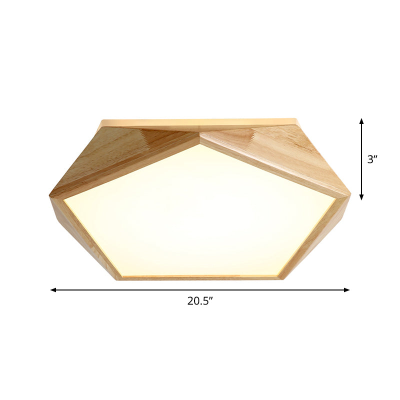 Modernist Pentagon LED Flush Mount Lamp in Beige, Warm/White Light - 16.5"/20.5" Wide, Ideal for Bedrooms