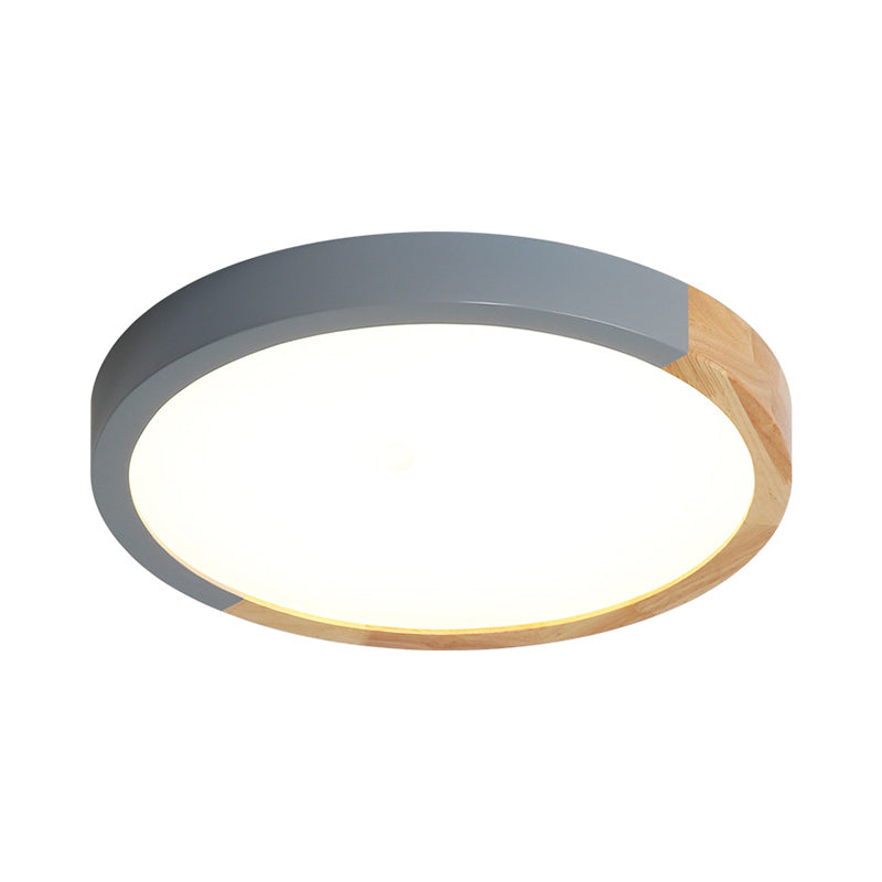 Modernist Metal Led Flush Mount Light In Beige - Circular Close To Ceiling Lighting 12/15/19 Wide