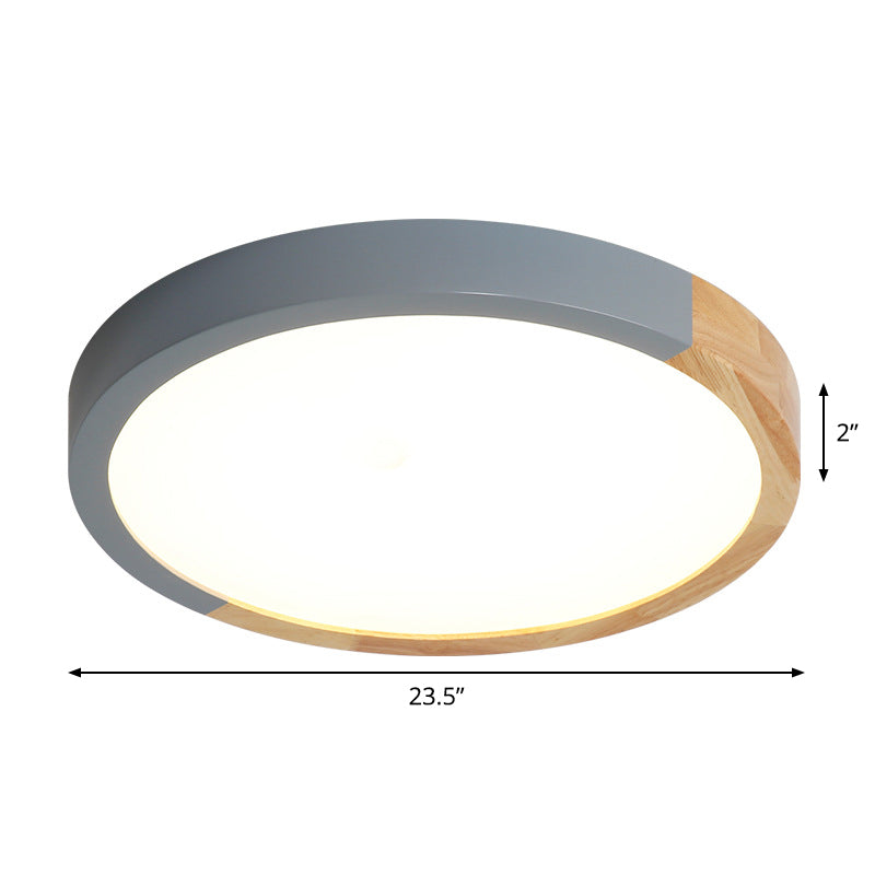 Modernist Metal LED Flush Mount Light in Beige - Circular Close to Ceiling Lighting, 12"/15"/19" Wide