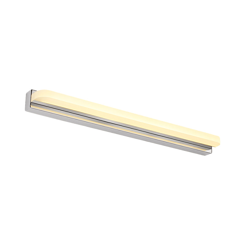 Contemporary Led Cylinder Bar Light In Nickel For Shower Room Vanity - Warm/White