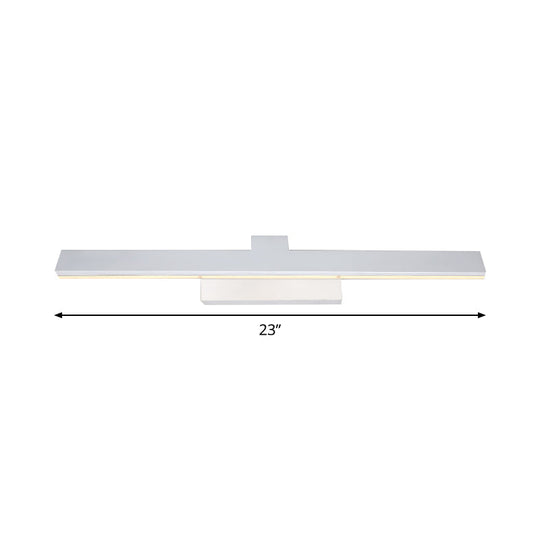 Modern Streamlined Led Vanity Wall Light - White Metal Shade Warm/White 17/23 L