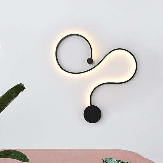 Modern Metal Snake-Like Wall Sconce Lighting - 25.5/50 W Led Mount Lamp In Black With Warm/White