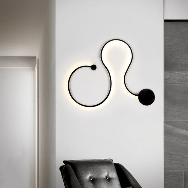 Modern Metal Snake-Like Wall Sconce Lighting - 25.5/50 W Led Mount Lamp In Black With Warm/White