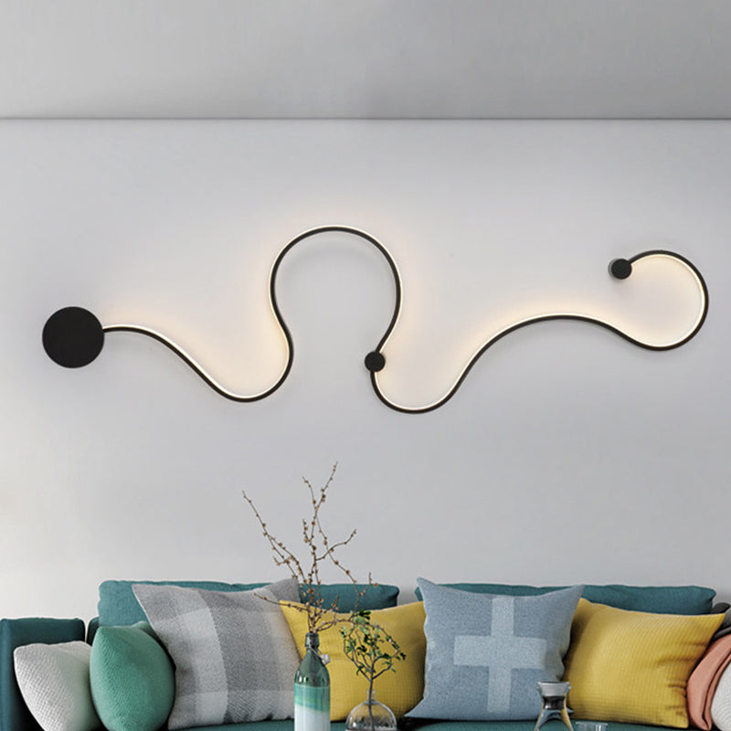 Modern Metal Snake-Like Wall Sconce Lighting - 25.5/50 W Led Mount Lamp In Black With Warm/White