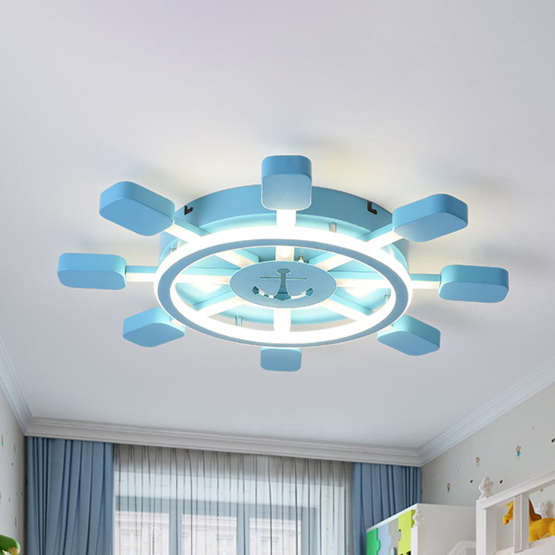 19.5"/23.5" Wide Rudder LED Flushmount Light - Kids Acrylic Blue/White Ceiling Fixture - Warm/White Light