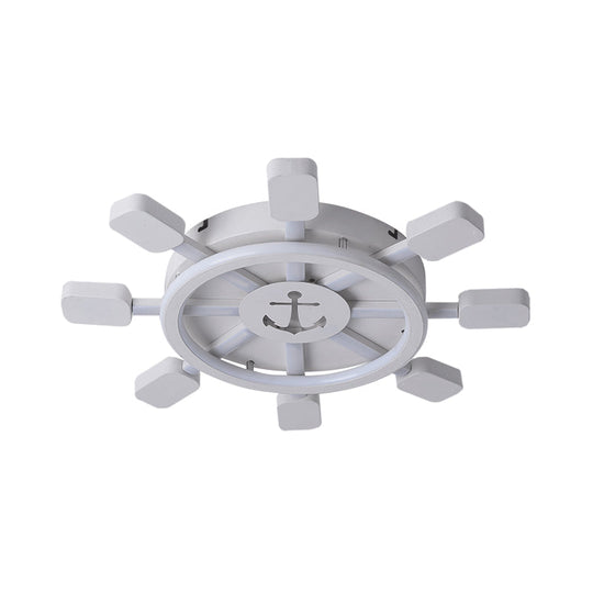 19.5/23.5 Wide Rudder Led Flushmount Light - Kids Acrylic Blue/White Ceiling Fixture Warm/White