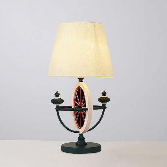 Alessia - Lampe de chevet moderne en tissu noir/bleu de style nordique à 1 tête avec base à gouvernail