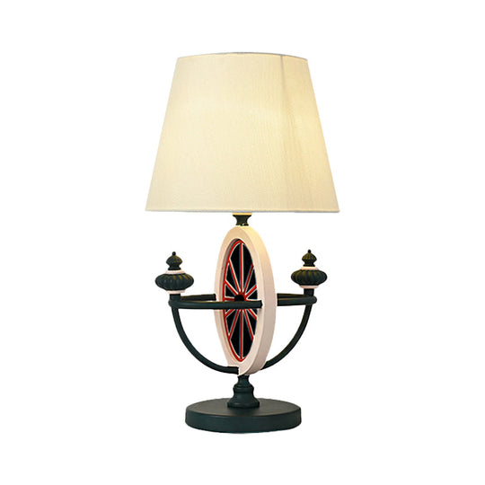 Alessia - Lampe de chevet moderne en tissu noir/bleu de style nordique à 1 tête avec base à gouvernail