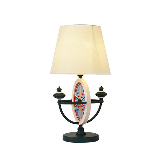 Alessia - Lampe de chevet moderne en tissu noir/bleu de style nordique à 1 tête avec base à gouvernail