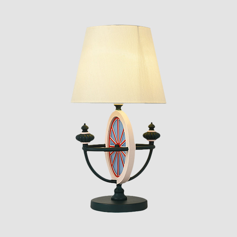 Alessia - Lampe de chevet moderne en tissu noir/bleu de style nordique à 1 tête avec base à gouvernail