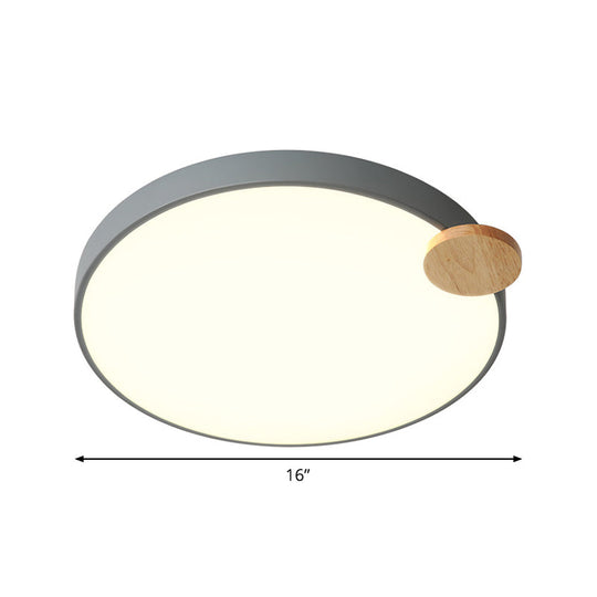 Nordic Metallic Led Flushmount Ceiling Light In Grey - Available 3 Sizes