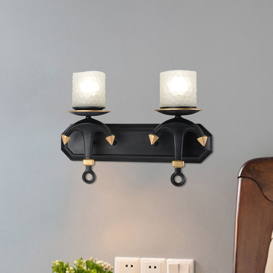 Kids Wall Lamp With Frosted Dimpled Glass And Anchor Design - Black