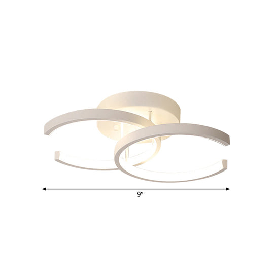 Modern Led Corridor Ceiling Light With Dual Metal Shades - Warm/White