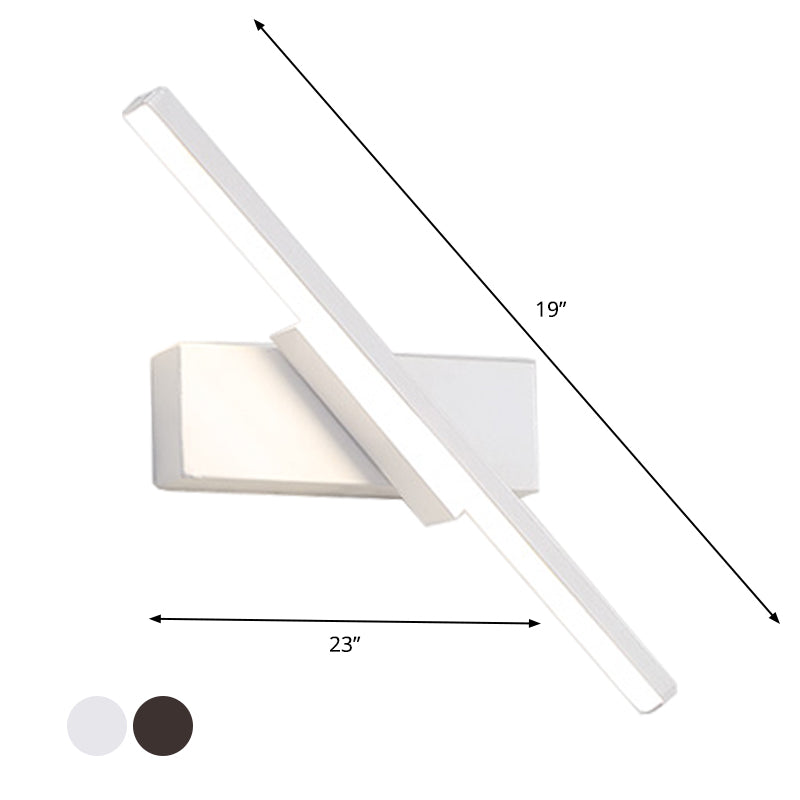 Contemporary Metallic Black/White Led Wall Sconce In Warm/White Light: Linear Vanity Light Fixture