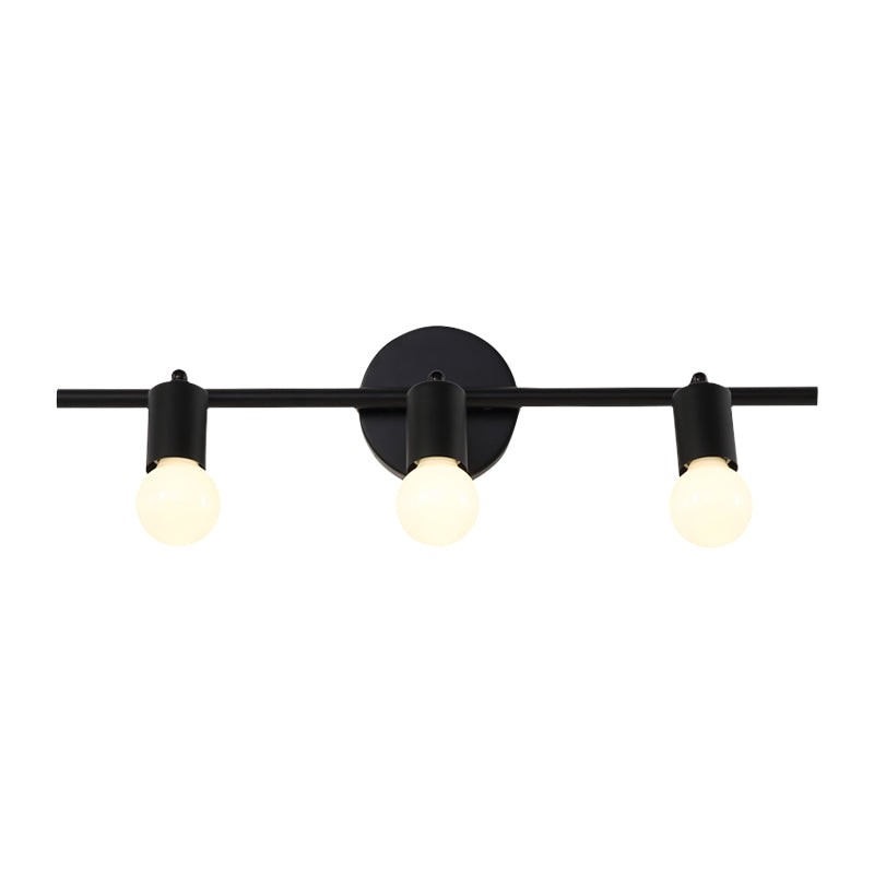 Contemporary Black 3-Arm Vanity Light Fixture With Bare Bulb