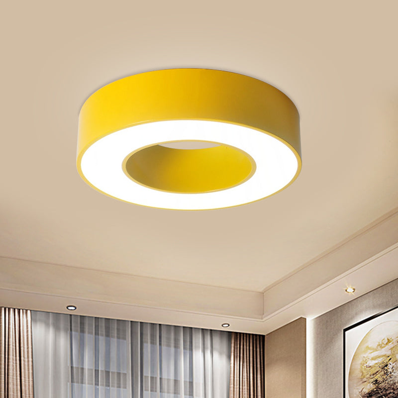 Hollowed Drum LED Flushmount Light for Kids - Blue/Red/Yellow - Close to Ceiling Lighting