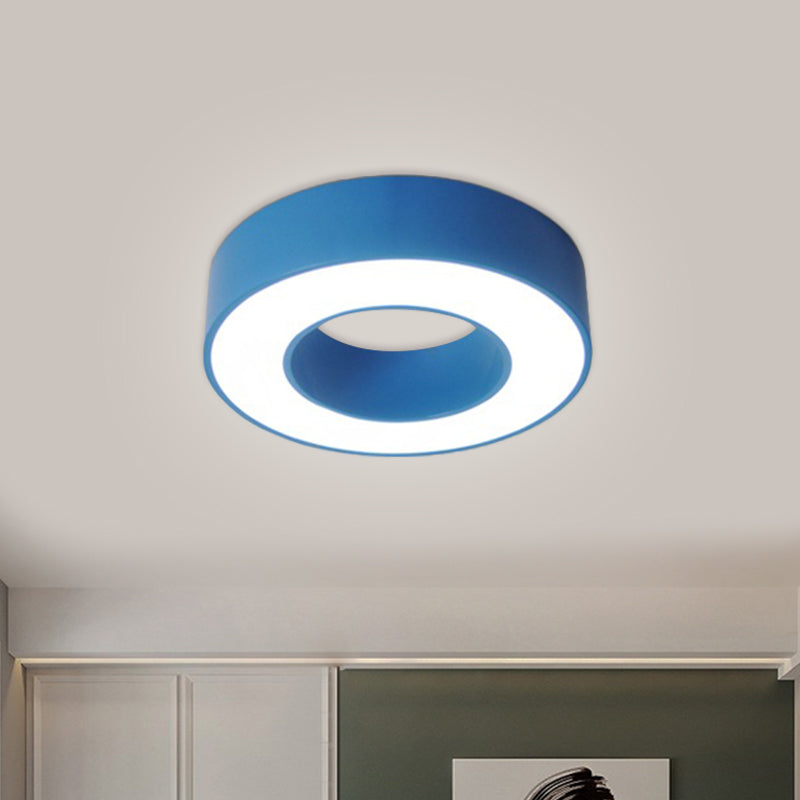 Hollowed Drum LED Flushmount Light for Kids - Blue/Red/Yellow - Close to Ceiling Lighting