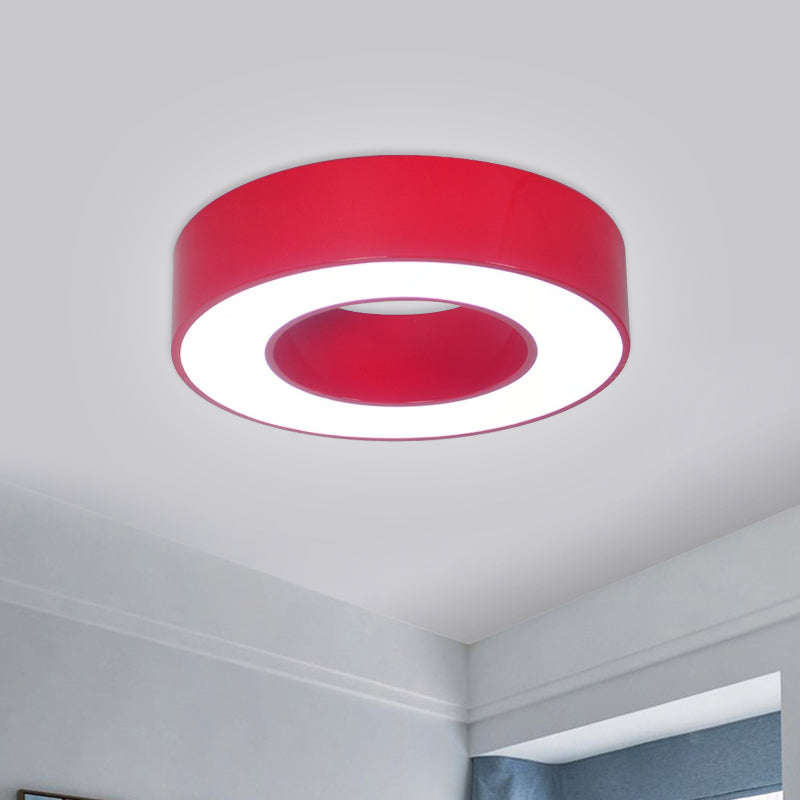 Hollowed Drum LED Flushmount Light for Kids - Blue/Red/Yellow - Close to Ceiling Lighting