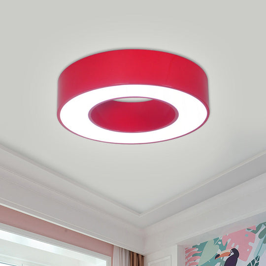 Hollowed Drum LED Flushmount Light for Kids - Blue/Red/Yellow - Close to Ceiling Lighting