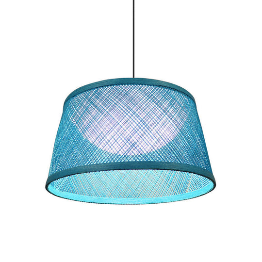 Rope Drum Ceiling Hang Fixture Warehouse 16"/20.5"/24" W 1-Light Drop Lighting Pendant with Inner Dome Acrylic Shade in Blue