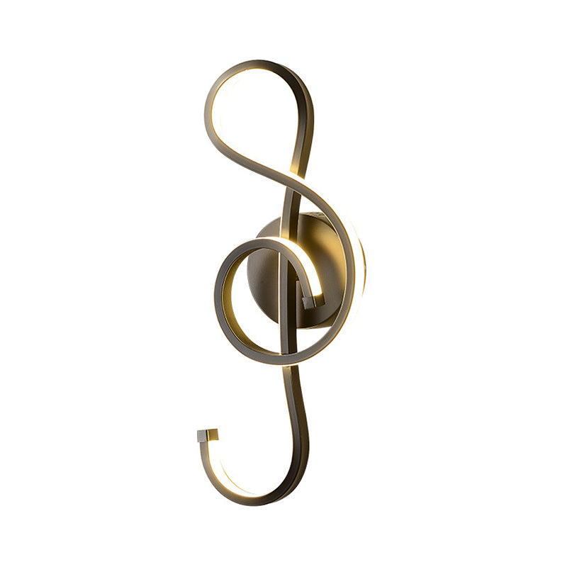 Musical Note Wall Mounted Lamp: Modernist Iron Sconce With Led Surface In Black/White - Warm/White