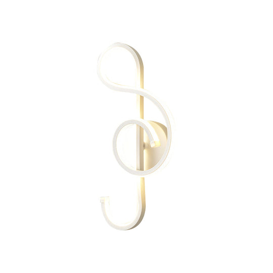 Musical Note Wall Mounted Lamp: Modernist Iron Sconce With Led Surface In Black/White - Warm/White