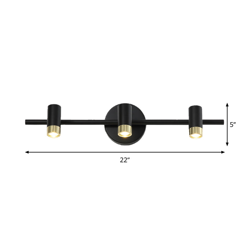 Contemporary Black Adjustable 3-Bulb Wall Sconce Vanity Light