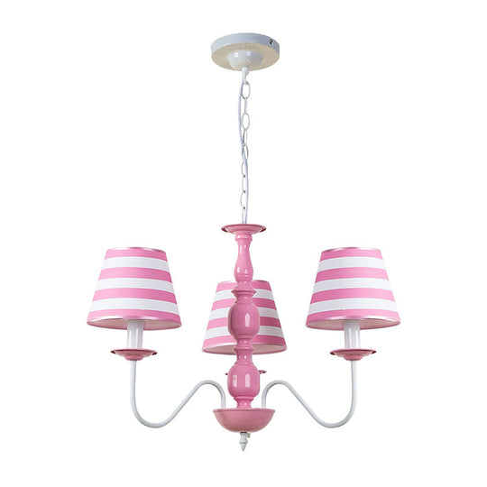 Nordic Style Pink Fabric Stripe Suspension Chandelier For Restaurants