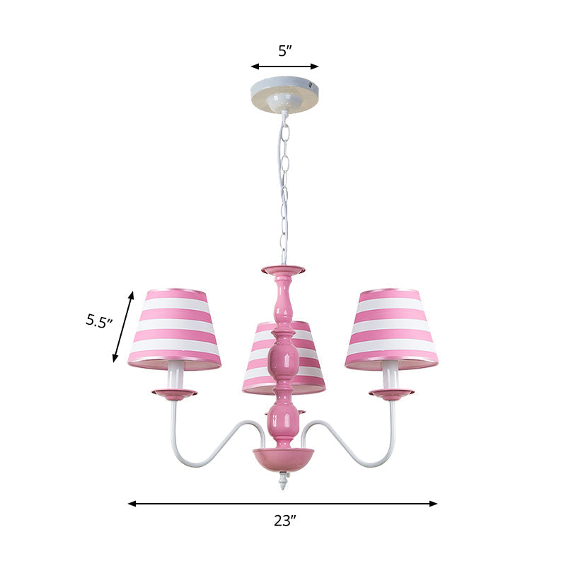 Nordic Style Pink Fabric Stripe Suspension Chandelier For Restaurants