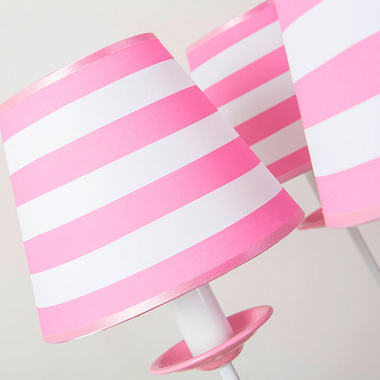 Nordic Style Pink Fabric Stripe Suspension Chandelier For Restaurants