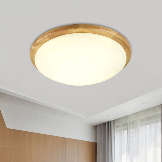 Modern Led Close To Ceiling Lamp White Dome Flush Mount Fixture With Acrylic Shade / Warm