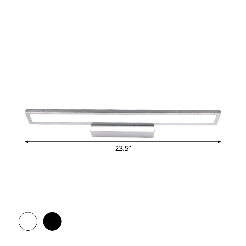 Modern Metal Led Bathroom Wall Sconce In Black/Silver 16/23.5 L - Elegant Vanity Lighting Ideas