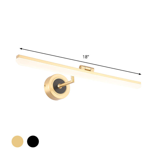 Modern Linear Led Bathroom Vanity Light Fixture In Black/Gold - Minimalist Wall Lighting