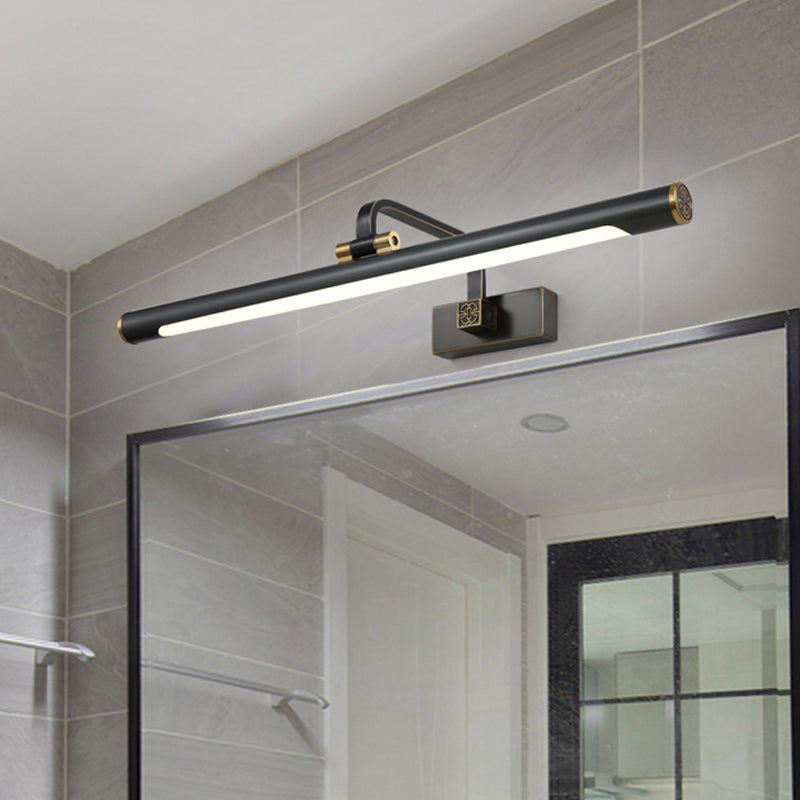 Contemporary Black Led Wall Vanity Light With Swing Arm